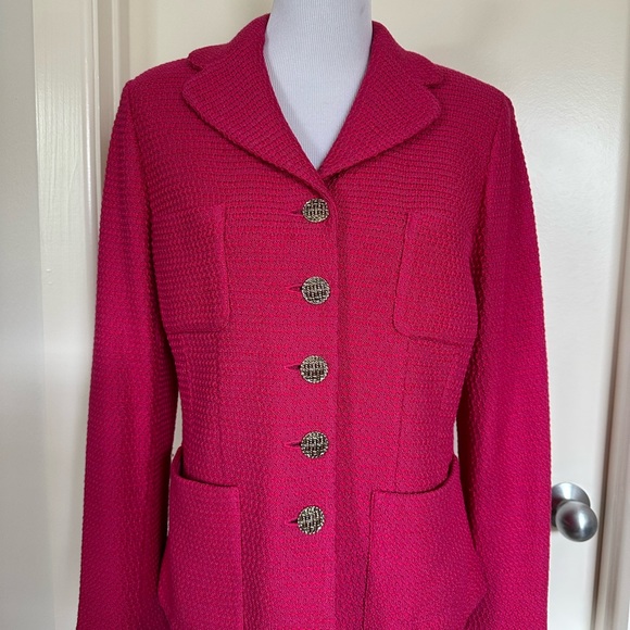 St. John Jackets & Coats St John Boucle Knit Jacket Hot Pink Sz 2